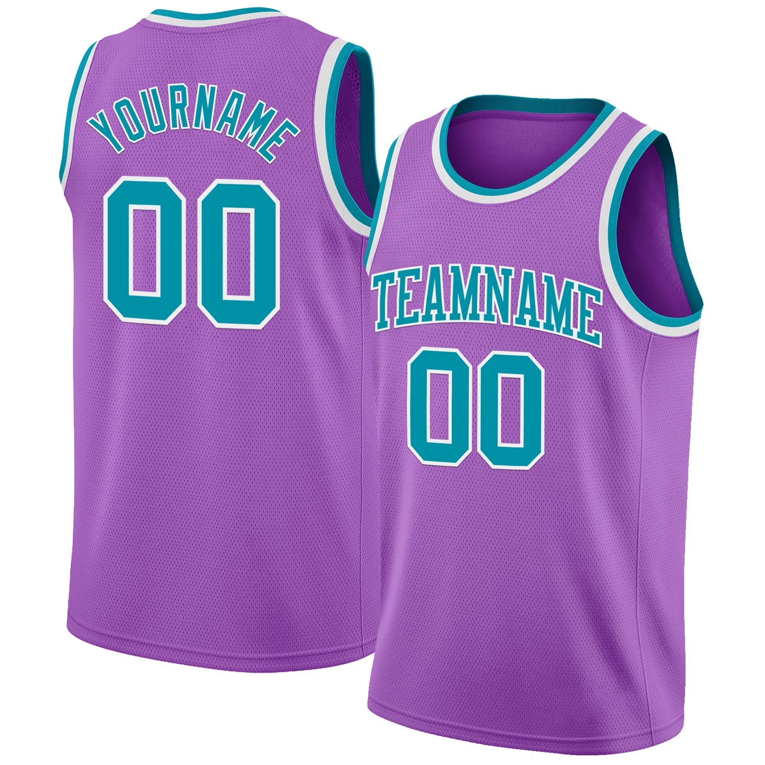 Custom Medium Purple Teal-White Authentic Basketball Jersey