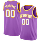 Custom Medium Purple White-Gold Authentic Basketball Jersey
