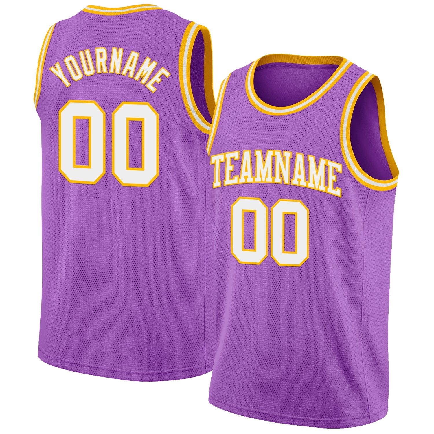 Custom Medium Purple White-Gold Authentic Basketball Jersey