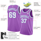 Custom Medium Purple White-Light Blue Authentic Basketball Jersey