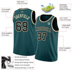 Custom Midnight Green Black-Cream Authentic Basketball Jersey