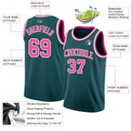 Custom Midnight Green Pink-White Authentic Basketball Jersey