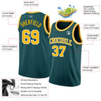 Custom Midnight Green Gold-White Authentic Basketball Jersey