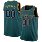 Custom Midnight Green Navy-Old Gold Authentic Basketball Jersey