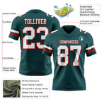 Custom Midnight Green White-Red Authentic Football Jersey