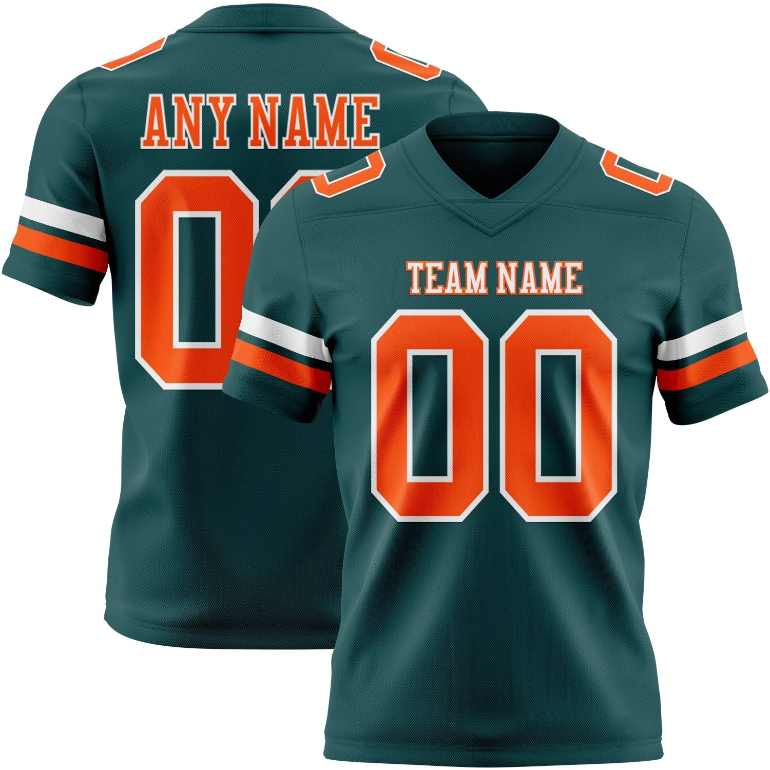 Custom Midnight Green Orange-White Authentic Football Jersey