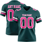 Custom Midnight Green Pink-White Authentic Football Jersey