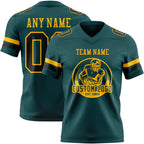 Custom Midnight Green Black-Old Gold Authentic Football Jersey