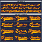 Custom Navy Gold-Crimson Hockey Lace Neck Jersey