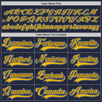 Custom Navy Gold-Light Blue Hockey Jersey