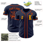 Custom Navy Gold-Orange Authentic Baseball Jersey