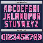 Custom Navy Pink-White Authentic Baseball Jersey