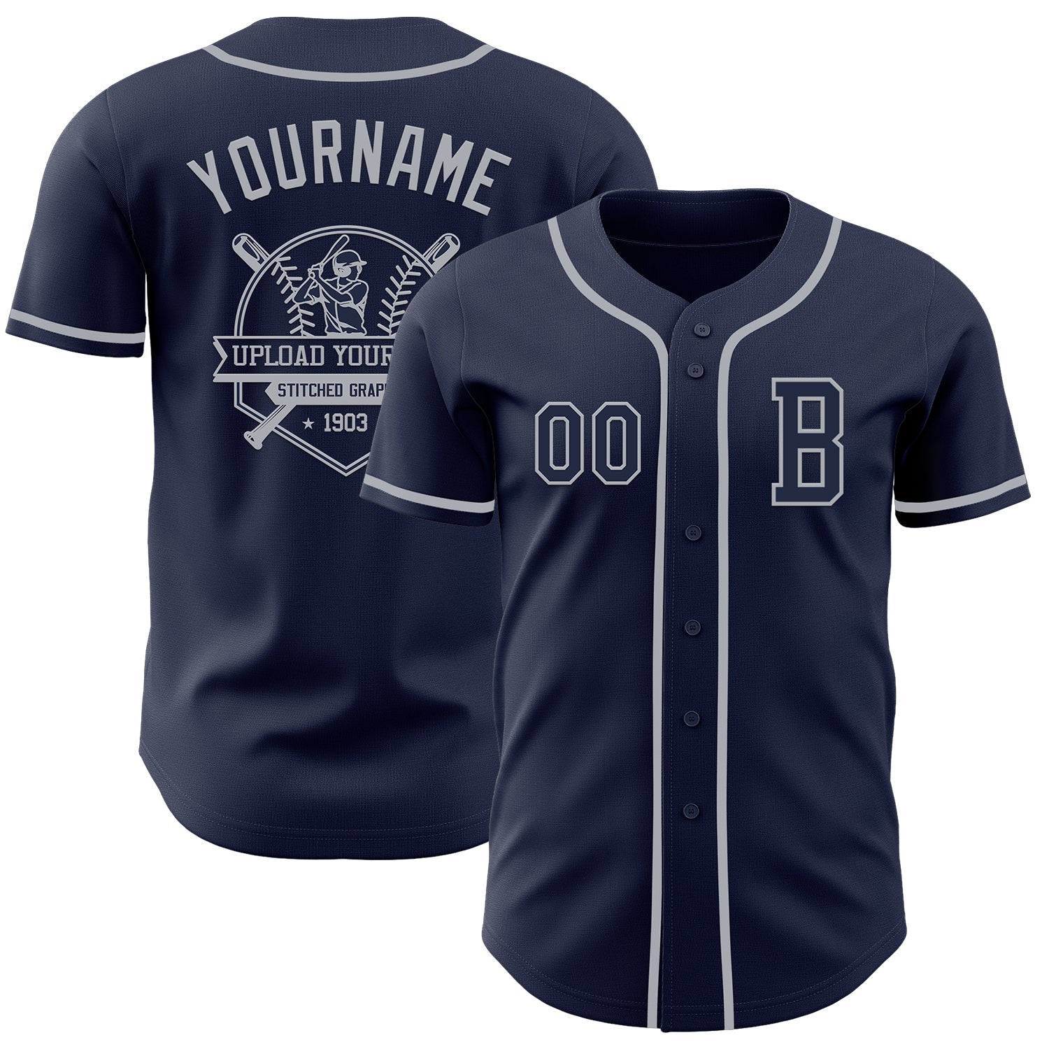 Custom Navy Gray Authentic Baseball Jersey