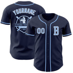 Custom Navy Light Blue-White Authentic Baseball Jersey