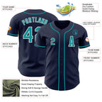 Custom Navy Teal-White Authentic Baseball Jersey