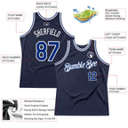 Custom Navy Royal-White Authentic Throwback Basketball Jersey