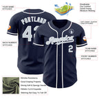 Custom Navy Silver-White Authentic Baseball Jersey