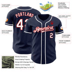 Custom Navy White-Red Authentic Baseball Jersey
