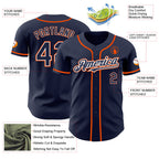 Custom Navy White-Orange Authentic Baseball Jersey