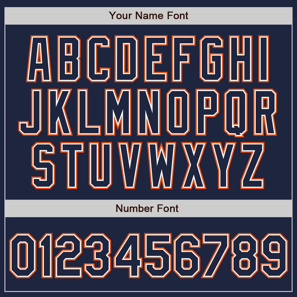 Custom Navy White-Orange Authentic Baseball Jersey