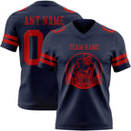 Custom Navy Red Authentic Football Jersey