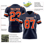 Custom Navy Orange-White Authentic Football Jersey