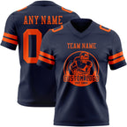 Custom Navy Orange Authentic Football Jersey