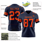 Custom Navy Orange Authentic Football Jersey