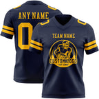 Custom Navy Gold Authentic Football Jersey