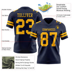 Custom Navy Gold Authentic Football Jersey