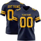 Custom Navy Gold Authentic Football Jersey
