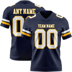 Custom Navy White-Gold Authentic Football Jersey