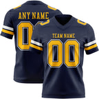 Custom Navy Gold-White Authentic Football Jersey