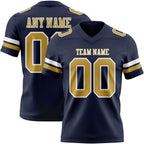 Custom Navy Old Gold-White Authentic Football Jersey