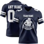 Custom Navy White-Gray Authentic Football Jersey