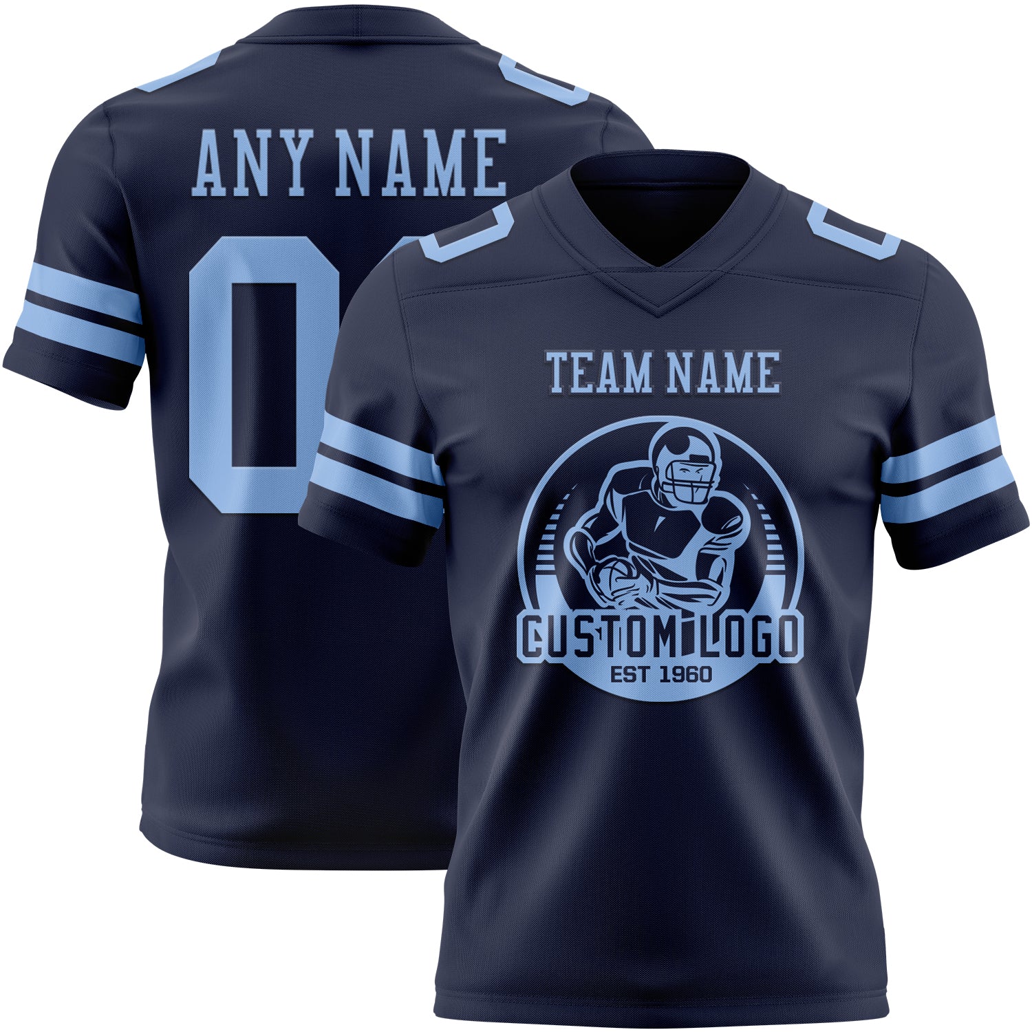 Custom Navy Light Blue Authentic Football Jersey