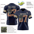 Custom Navy Vintage USA Flag-Cream Authentic Football Jersey