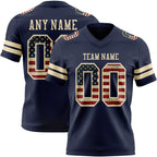 Custom Navy Vintage USA Flag-Cream Authentic Football Jersey