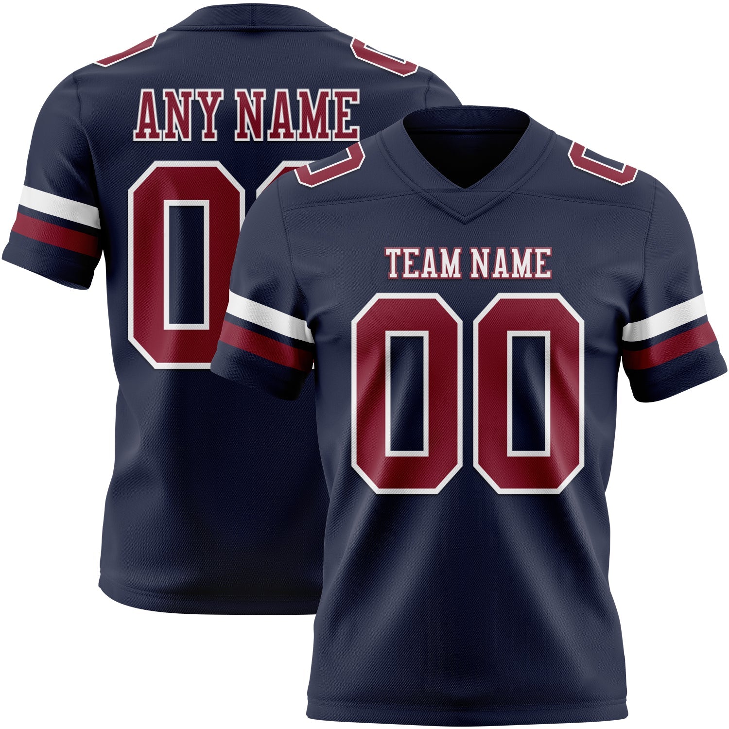 Custom Navy Crimson-White Authentic Football Jersey