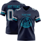Custom Navy Gray-Teal Authentic Football Jersey