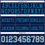 Custom Navy Gray-Teal Authentic Football Jersey