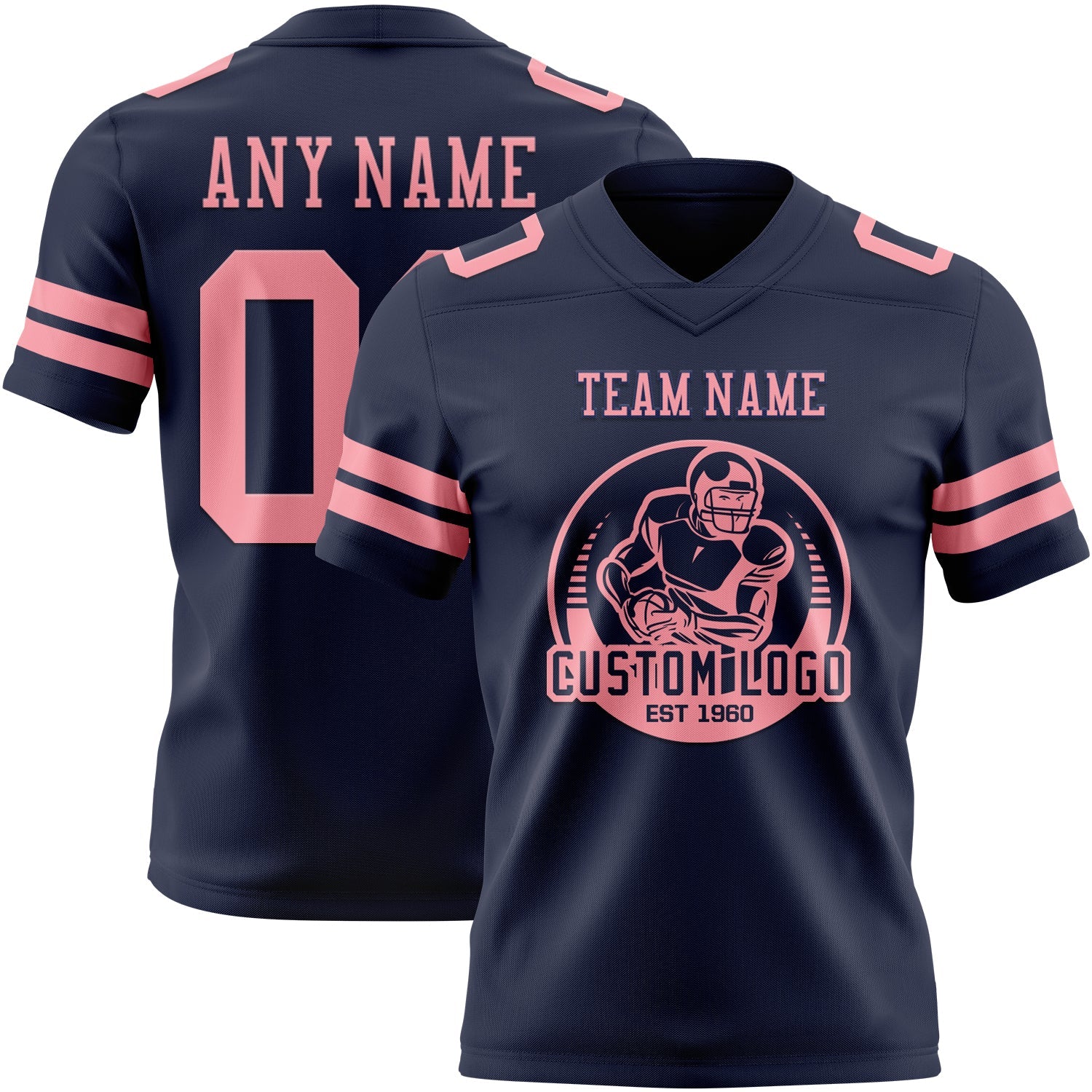 Custom Navy Medium Pink Authentic Football Jersey