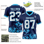 Custom Navy White-Sky Blue 3D Pattern Splash Authentic Football Jersey