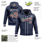 Custom Stitched Navy Vintage USA Flag-White Baseball Pullover Sweatshirt Hoodie