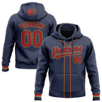 Custom Stitched Navy Red-Old Gold Baseball Pullover Sweatshirt Hoodie