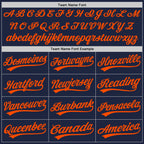 Custom Stitched Navy Orange Baseball Pullover Sweatshirt Hoodie
