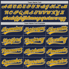 Custom Stitched Navy Gold-White Baseball Pullover Sweatshirt Hoodie