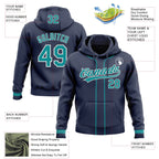 Custom Stitched Navy Teal-White Baseball Pullover Sweatshirt Hoodie