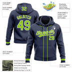 Custom Stitched Navy Neon Green-White Baseball Pullover Sweatshirt Hoodie