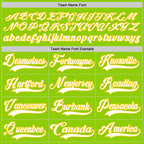 Custom Neon Green White-Yellow Hockey Lace Neck Jersey